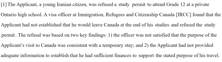 canada student visa refusal due to insufficient funds